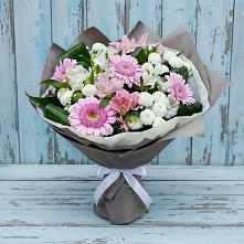 Букет цветов из:  Герберы, Альстромерии и Хризантемы в Исаково