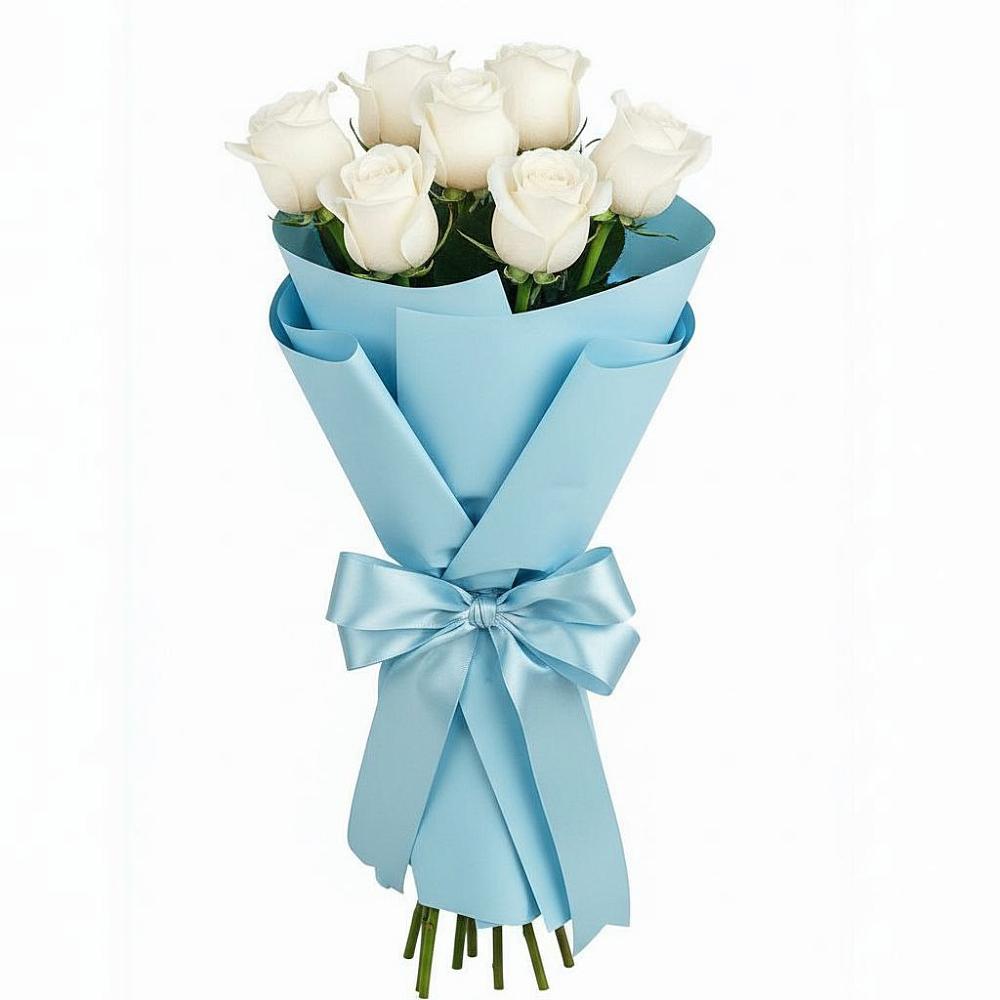 Букет 7 белых роз Проуд в Исаково