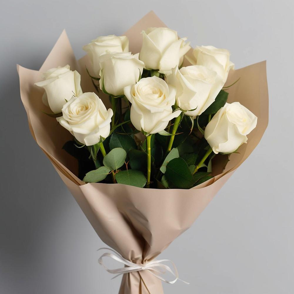 Букет 9 Белых роз Эдлесс Лав в Исаково