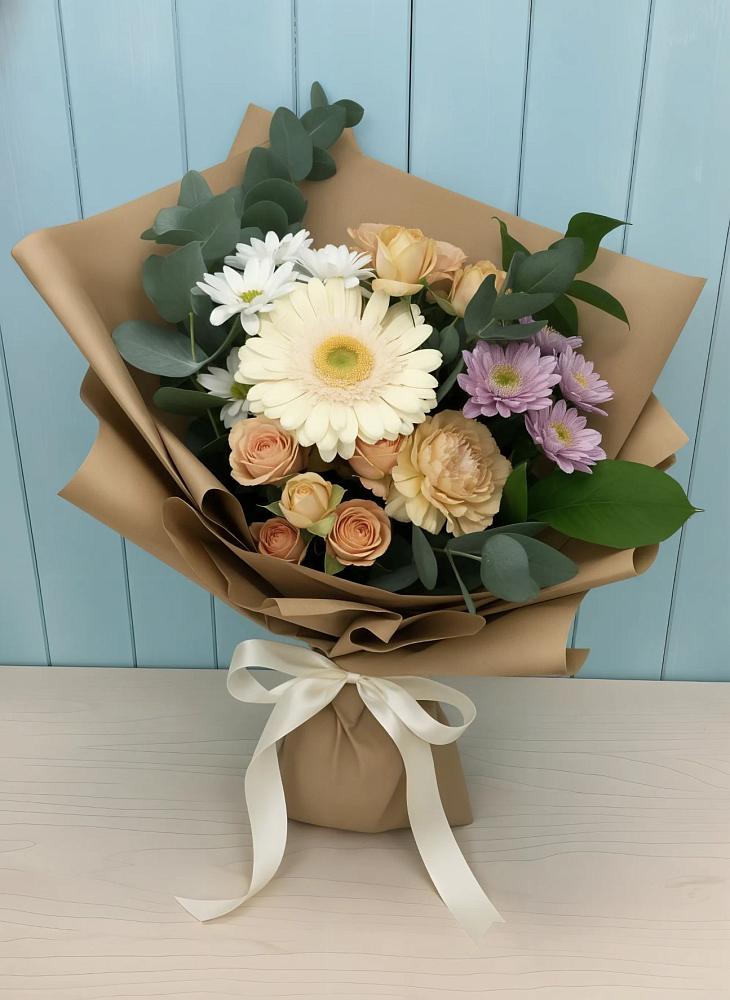 Букет цветов из: Герберы и Хризантемы в Исаково