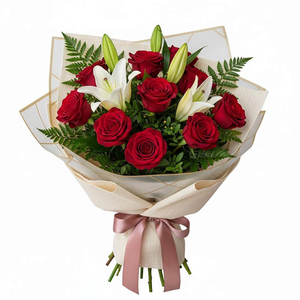 Букет цветов из: Лилии и Розы в Исаково