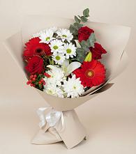 Букет цветов из:  Розы, Хризантемы, Герберы и Лилии #REPLACE_PRED# Исаково