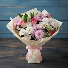 Букет цветов из:  Хризантемы, Альстромерии и Розы в Исаково