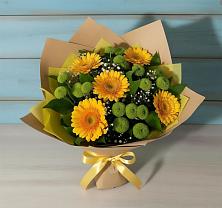 Букет цветов из:  Герберы и Хризантемы в Исаково