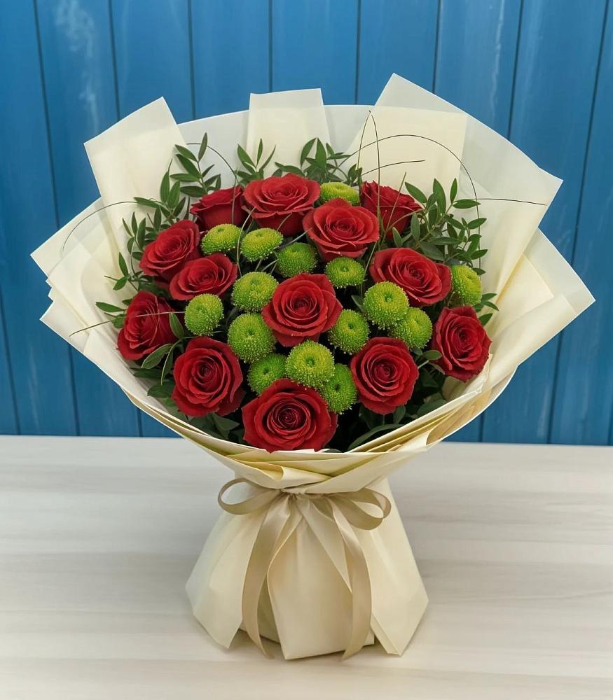 Букет цветов из: Розы и Хризантемы в Исаково