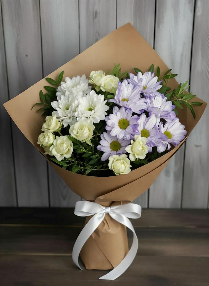 Букет цветов из: Хризантемы и Розы в Исаково